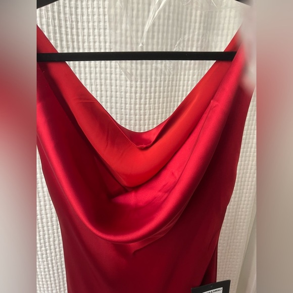 NWT Norma Kamali Deep Drape Neck Gown in Tiger Red - Picture 9 of 14